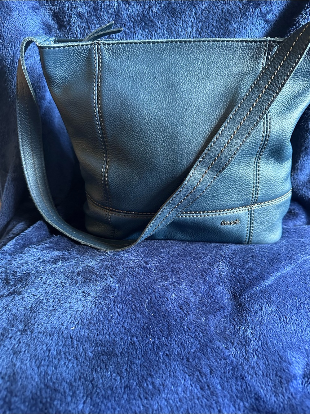 The Sak De Young Indigo Blue Leather Slouchy Hobo Shoulder Bag - Cleaned!